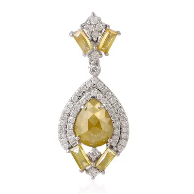 Artisan Women's White / Gold Ice Diamond Designer Handmade Pendant In White Gold In Multi