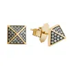 Artisan Women's White / Gold Luxury Pyramid Diamond Stud Earrings In Yellow Gold In Multi
