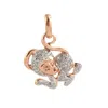 Artisan Women's White / Gold Natural Diamond Monkey Shape Pendant In 14k Rose Gold