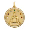 Artisan Women's White / Gold Padmasana Yoga Chakra Pendant With Diamonds & Gemstones In 14k Gold In Gold
