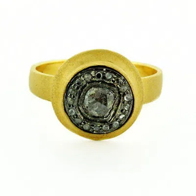 Artisan Women's White / Gold / Silver Gold Uncut Diamond Sterling Silver Handmade Ring Vintage In Yellow