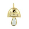 Artisan Women's White / Gold Two-tone 14k Gold Mushroom Pendant With Natural Diamonds In Gold