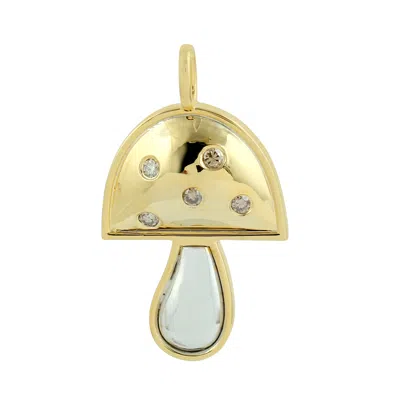 Artisan Women's White / Gold Two-tone 14k Gold Mushroom Pendant With Natural Diamonds