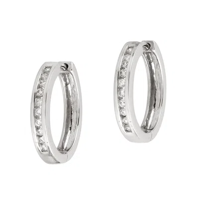 Artisan Women's White Gold With Channel Set Diamond Huggies Earrings