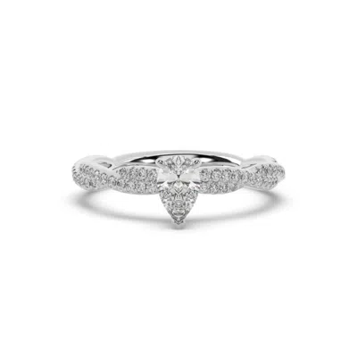 Artisan Women's White Gold With Pear Cut Lab Grown Cocktail Ring