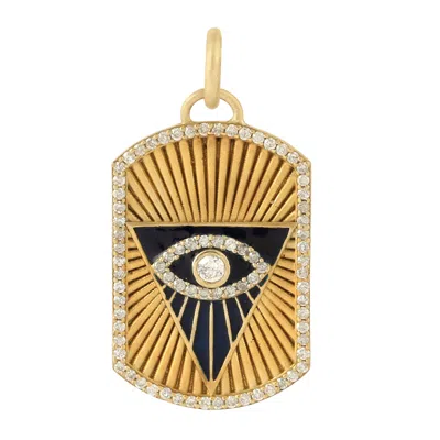 Artisan Women's White / Gold / Yellow 14k Yellow Gold Evil Eye Pendant With Diamonds & Enamel In Multi