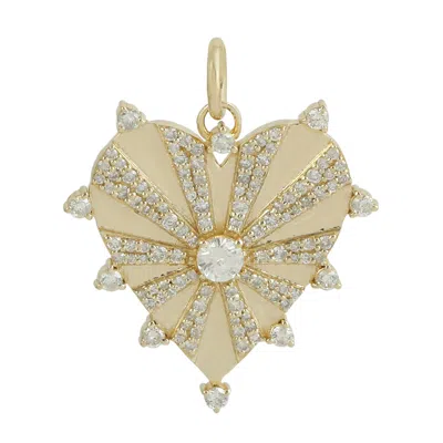 Artisan Women's White / Gold Yellow Gold Heart Pendant With Natural Diamonds