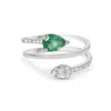 Artisan Women's White / Green 18k White Gold Emerald & Diamond Spiral Statement Ring In Metallic