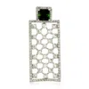 Artisan Women's White / Green 18k White Gold Pendant With Chrome Diopside & Natural Diamond In Metallic