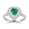 Artisan Women's White / Green Baguette Cut Diamond & Emerald Heart Cocktail Ring In White Gold