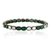 Artisan Women's White / Green / Black Uncut Diamond & Emerald Victorine Bangle In Oxidized Gold Silver Fine  In Black
