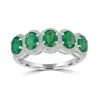 Artisan Women's White / Green Natural Emerald & Diamond Five Stone Band Ring In White Gold