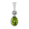 Artisan Women's White / Green Oval Peridot & Sapphire Gemstone Pendant In 14k White Gold In Green