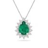 Artisan Women's White / Green Pear Cut Emerald & Diamond Pear Pendant In White Gold