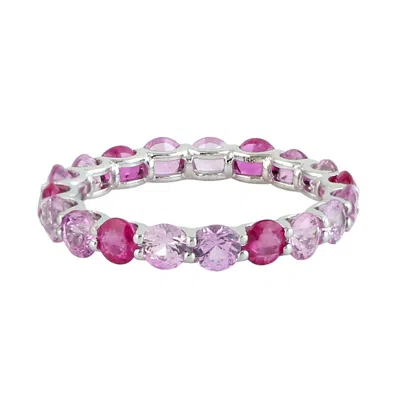 Artisan Women's White / Pink 14k White Gold Ombre Pink Sapphire Eternity Band Ring In Purple