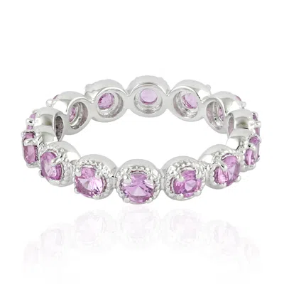 Artisan Women's White / Pink 18k White Gold Pink Sapphire Eternity Band – Fine Jewelry For Her In Multi