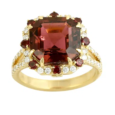 Artisan Women's White / Pink / Gold 14k Gold Octagon Pink Tourmaline & Diamond Cocktail Ring