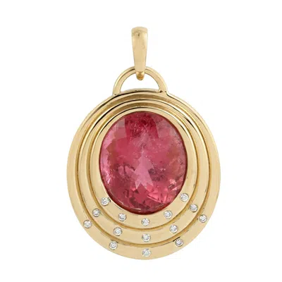 Artisan Women's White / Pink / Gold Pink Tourmaline & Diamond Galaxy-inspired Oval Pendant In 18k Yellow Gol