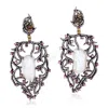 Artisan Women's White / Pink Oval-cut Pearl & Pink Tourmaline Leaf Earrings In 18kt White Gold & Sterling Si In Multi