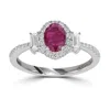 Artisan Women's White / Pink / Purple Baguette Cut Diamond & Oval Ruby Designer Ring In White Gold