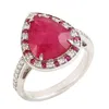 Artisan Women's White / Pink / Purple Natural Pear Cut Ruby & Diamond Cocktail Ring In White Gold