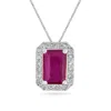 Artisan Women's White / Pink / Purple Natural Pink Ruby & Diamond Emerald Design Pendant In White Gold