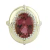 Artisan Women's White / Pink / Purple Oval Cut Pink Tourmaline & Diamond Cocktail Ring In Gold