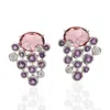 Artisan Women's White / Pink / Purple Pink Tourmaline & Amethyst Bezel Diamond In White Gold Stud Earrings