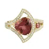 Artisan Women's White / Pink / Purple Pink Tourmaline Gemstone & Diamond Designer Ring In Yellow Gold