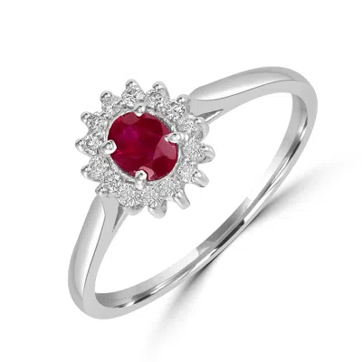Artisan Women's White / Pink / Purple Ruby Gemstone Pave Diamond Band Ring In 18k White Gold In Multi