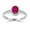 Artisan Women's White / Pink / Purple Ruby Gemstone Pave Diamond Oval Design Ring In White Gold