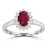Artisan Women's White / Red "18k White Gold Ruby Gemstone Diamond Cocktail Ring - July Birthstone "