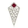Artisan Women's White / Red Designer Tourmaline & Uncut Diamond Pendant In White Gold In Silver
