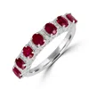 Artisan Women's White / Red White Gold Prong Set Ruby Gemstone Pave Diamond Eternity Band Ring