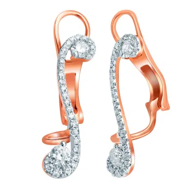 Artisan Women's White / Rose Gold 18k Rose Gold Ear Jacket Earrings With Natural Diamonds