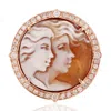 Artisan Women's White / Rose Gold 18k Rose Gold Ring With Carved Shell Cameo & Diamonds In Gold
