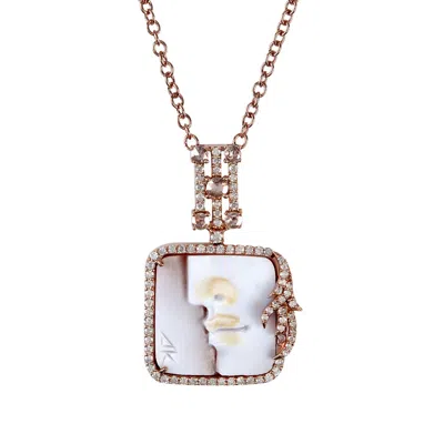 Artisan Women's White / Rose Gold 18k Rose Gold Shell Cameos & Diamond Choker Necklace