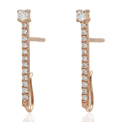Artisan Women's White / Rose Gold 18k Rose Gold Stud Earrings With Natural Diamonds