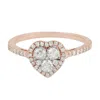 Artisan Women's White / Rose Gold 18k Rose Gold With Natural Diamond Heart Ring In Gold