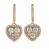 Artisan Women's White / Rose Gold Designer Diamond Heart Huggie Earrings In Rose Gold In Gold