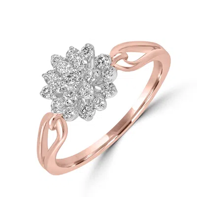 Artisan Women's White / Rose Gold Natural Diamond In Rose & White Gold Flower Ring