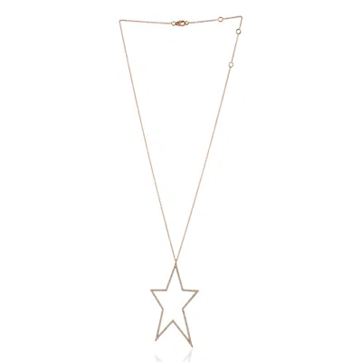 Artisan Women's White / Rose Gold Natural Diamond Star Choker Necklace In 14k Rose Gold