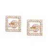 Artisan Women's White / Rose Gold Natural Diamond  Stud Earrings In 14k Rose Gold