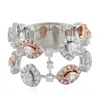 Artisan Women's White / Rose Gold Natural Uncut Diamond Long Band Ring In Rose And White Gold