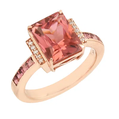 Artisan Women's White / Rose Gold / Pink Square Pink Tourmaline & Diamond Cocktail Ring In Rose Gold