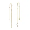 Artisan Women's White / Yellow 18k Yellow Gold Natural Diamond Chain Dangle Earrings In Gold