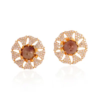 Artisan Women's Yellow / Gold / Brown Natural Ice Diamond Star Earrings In 18k Yellow Gold In Multi