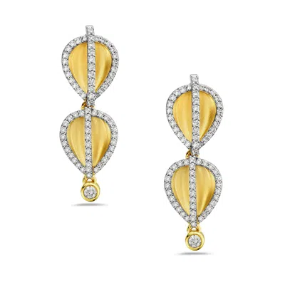 Artisan Women's Yellow / Gold / White 14k Yellow Gold Stud Earrings With Natural Diamond In Multi
