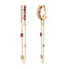 Artisan Women's Yellow / Gold / White 18k Gold Baguette Ruby & Diamond Huggie Earrings In Gold
