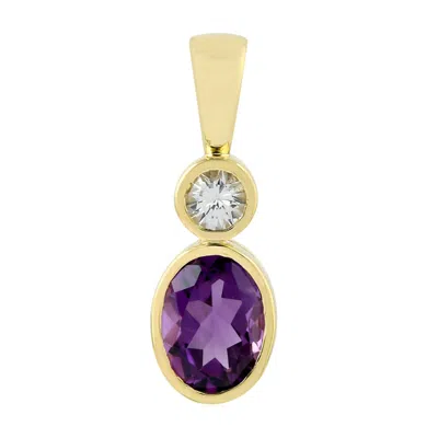 Artisan Women's Yellow / Gold / White 18k Yellow Gold Pendant With Amethyst & Sapphire Gemstones